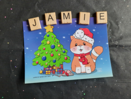 Jamie the Cat Kerst 2020 ansichtkaart 2