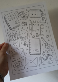 Paper and Tape Stationery Kleurplaat