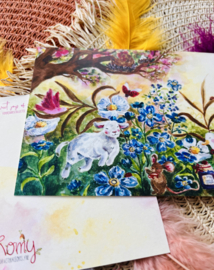 Lammetjes tussen de Bloemen ansichtkaart