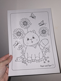Paper and Tape Jamie the Cat Kleurplaat