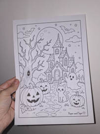 Paper and Tape Halloween Kleurplaat