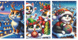 Grappige Kerst Katten ansichtkaarten