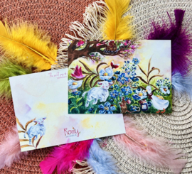 Lammetjes tussen de Bloemen ansichtkaart