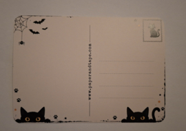 Zwarte Katten Halloween ansichtkaart