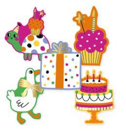 Cadeausticker Birthday Doodles