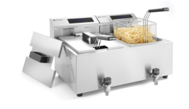 207376 Friteuse Mastercook Digitaal 2 x 8 liter met kranen