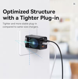 Baseus GaN5 Pro 65W Snellader | Dual USB-C Fast Charger PD & QC 4.0 voor iPhone 17 / 16 / 15 / 14 / 13, Laptop & Tablet