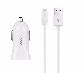 HOCO autolader voor IPHONE 2.4A 2x USB met lightning kabel