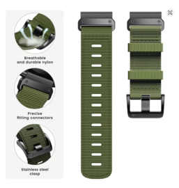 Garmin Nylon QuickFit Horlogeband 22mm / 26mm – Zwart Bandje voor Fenix 8/7/6/5, Tactix 7 & Enduro 2