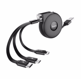 HOCO 3in1 USB Kabel oprolbare kabel micro lightning type-c