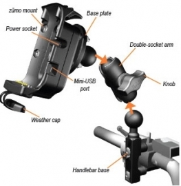 Ram Mount Set Motor Bevestiging voor houder docking TomTom Rider Garmin Zumo