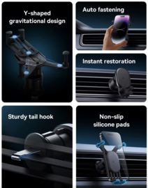 Baseus Auto Restorable Gravity Autotelefoonhouder | Universele Air Vent Houder met Siliconen Grip voor iPhone & Samsung
