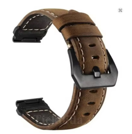 QuickFit Leren Horlogeband 26mm / 22mm voor Garmin Fenix, Epix & Tactix Series – Luxe Echt Leer met Snelsluiting