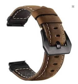 QuickFit Leren Horlogeband 26mm / 22mm voor Garmin Fenix, Epix & Tactix Series – Luxe Echt Leer met Snelsluiting