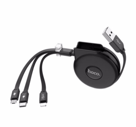 HOCO 3in1 USB Kabel oprolbare kabel micro lightning type-c