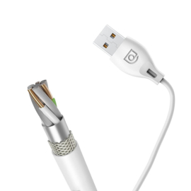 Sterke USB kabel Lightning voor iPhone iPad 2.4A 1m wit