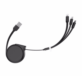 HOCO 3in1 USB Kabel oprolbare kabel micro lightning type-c