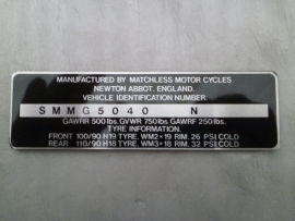 Matchless Frame ID Plate