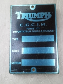 Triumph Frame ID Plate