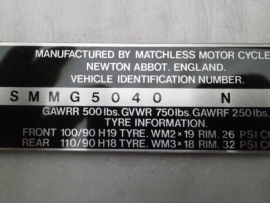 Matchless Frame ID Plate