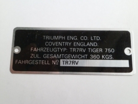Triumph  Frame ID Plate