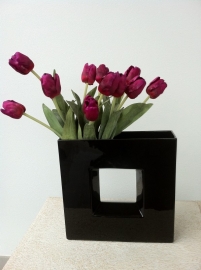 Vaas rechthoek klein met tulpen