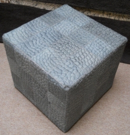 Cowhide Ottoman Light Grey Croco