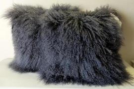 Cushion Mongolian Sheepskin, Dark Grey