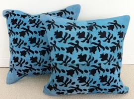 Laser Cut Turquoise Cowhide Cushion (3)
