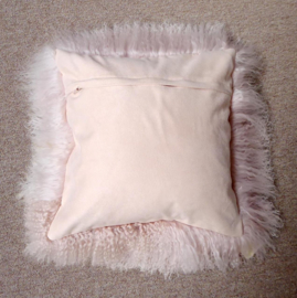 Pale Pink Mongolian Sheepskin Cushion