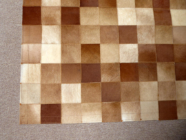 Bruin-Beige Koeienhuid Patchwork Tapijt, 160 x 230 cm