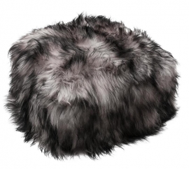 Grey Black Tips Icelandic Sheepskin Pouf