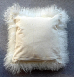 White Mongolian Sheepskin Cushion