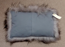 Grey with Black tips Icelandic Sheepskin Cushion