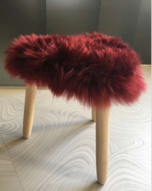 Burgundy Semi-Long Haired Sheepskin Stool