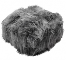 Silver Grey Icelandic Sheepskin Pouf