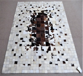 Mosaic Brown-White Graded Cowhide Rug, 140 x 200 cm