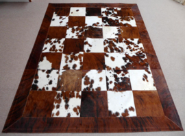 Brown-White Patchwork Cowhide Rug, 180 x 240 cm