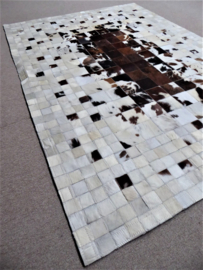 Mosaic Brown-White Graded Cowhide Rug, 140 x 200 cm