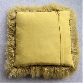 Mustard Mongolian Sheepskin Cushion