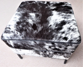 Black-White Pepper-and-Salt Cowhide Ottoman