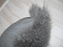 Mongolian Sheepskin Cushion Dark Grey