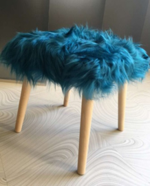 Emerald Green Semi-Long Haired Sheepskin Stool