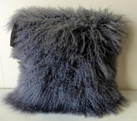 Cushion Mongolian Sheepskin, Dark Grey