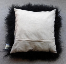 Cushion Mongolian Sheepskin, Black