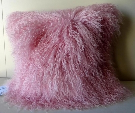 Light Pink Mongolian Sheepskin Cushion