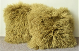 Mustard Mongolian Sheepskin Cushion