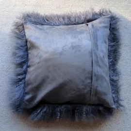 Dark Grey Mongolian Sheepskin Cushion