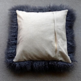 Cushion Mongolian Sheepskin, Dark Grey