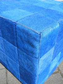 Cowhide Ottoman Blue